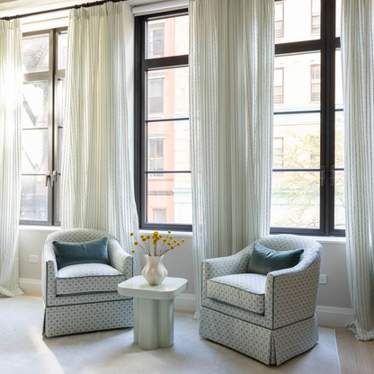FEATURED: Hayes Adeline Chairs / Madeline Mint Curtains / Peacock Velvet Pillows