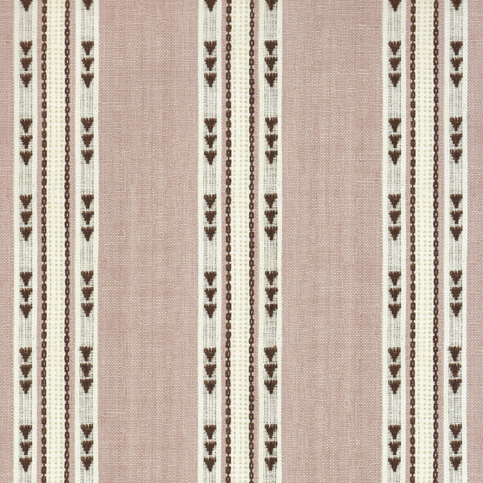 Hazel Azalea wallpaper with blush pink stripes and brown floral vines made to order in the USA with short lead times