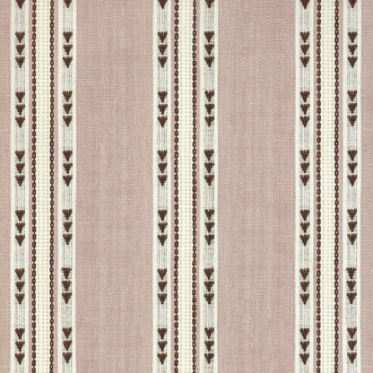 Hazel Azalea wallpaper with blush pink stripes and brown floral vines made to order in the USA with short lead times