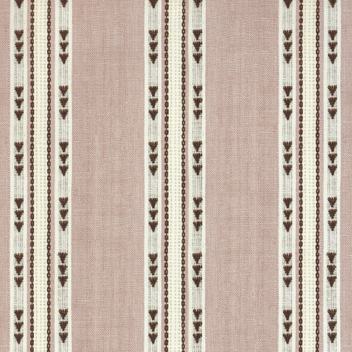 Hazel Azalea wallpaper with blush pink stripes and brown floral vines made to order in the USA with short lead times