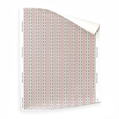 Hazel Azalea pink and ivory striped wallpaper swatch, made to order in the USA with short lead times