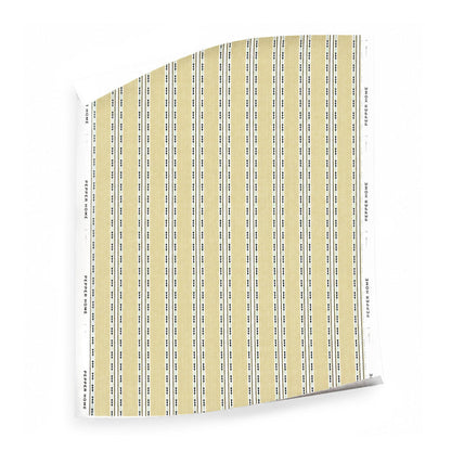 Hazel Chamomile cream striped wallpaper swatch with blue details, made-to-order, manufactured in USA, short lead times