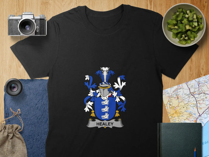 Healey Family Crest Shield Emblem Graphic T-Shirt