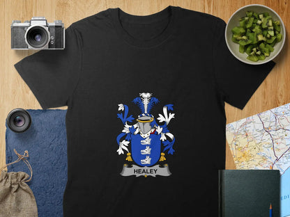 Healey Family Crest Shield Emblem Graphic T-Shirt