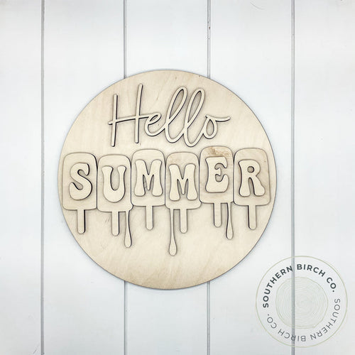 Hello Summer 3D Round Blank (Melted Popsicles)