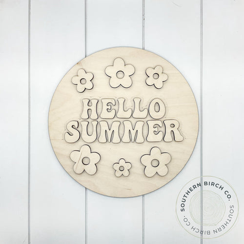Hello Summer 3D Round Blank (Retro)