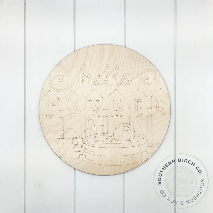 Hello Summer Etched Round Blank (Fence)