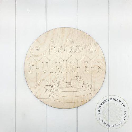 Hello Summer Etched Round Blank (Fence)