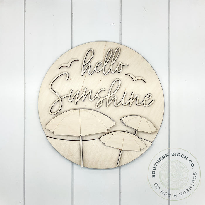 Hello Sunshine 3D Round Blank (Beach)