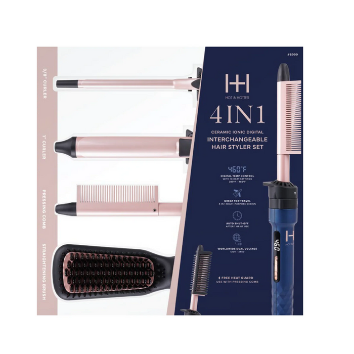 H&H Ceramic Ionic Digital Interchangeable Hair Styler Set Blue #5999
