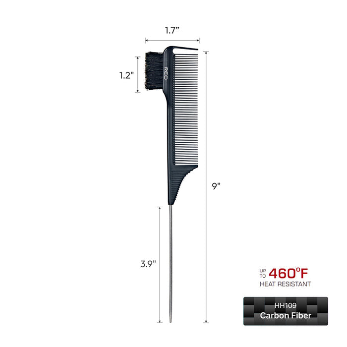 #Hh109 100% Boar Bristle 3-In-1 Edge & Parting Comb [Carbon Fiber] [Pin Tail]