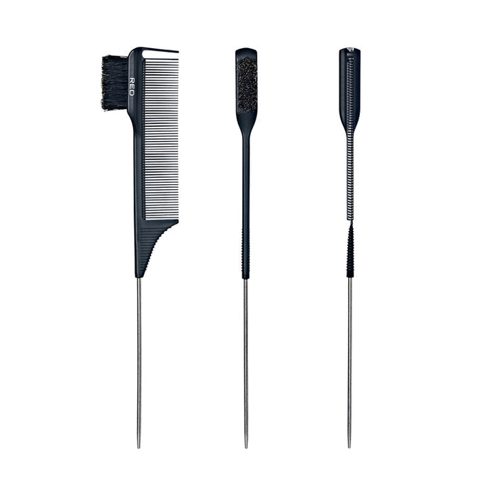 #Hh109 100% Boar Bristle 3-In-1 Edge & Parting Comb [Carbon Fiber] [Pin Tail]