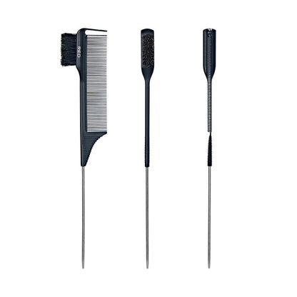#Hh109 100% Boar Bristle 3-In-1 Edge & Parting Comb [Carbon Fiber] [Pin Tail]