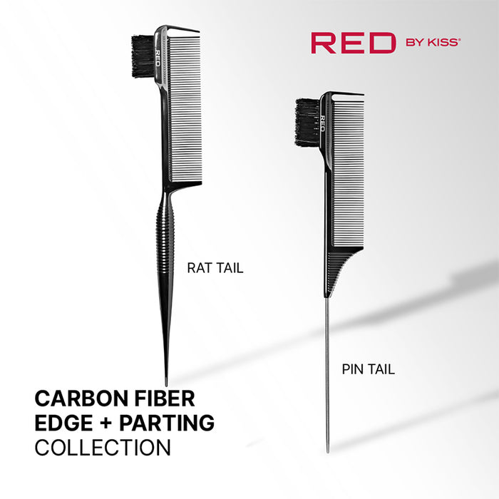 #Hh109 100% Boar Bristle 3-In-1 Edge & Parting Comb [Carbon Fiber] [Pin Tail]