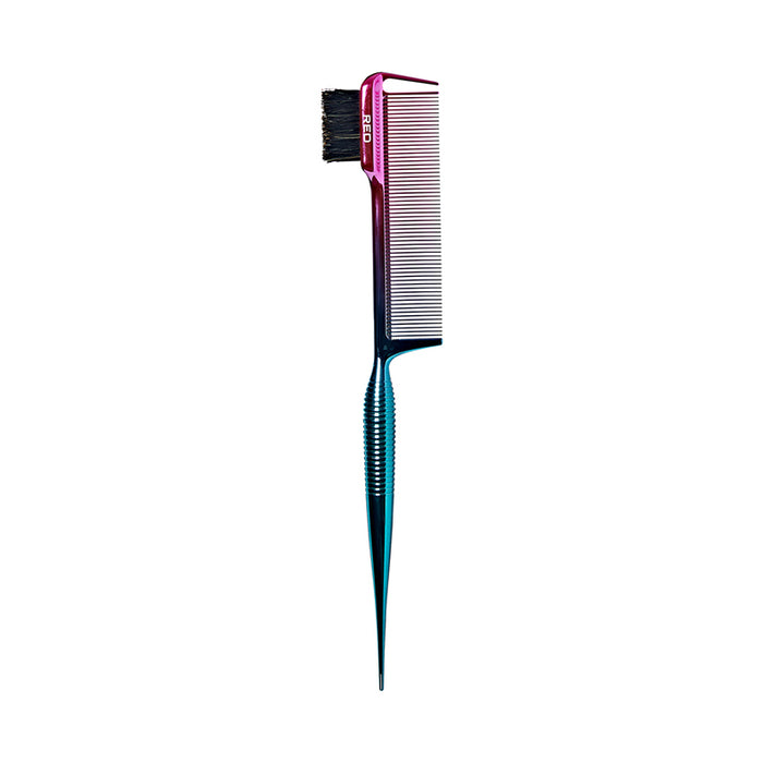 #Hh110 100% Boar Bristle 3-In-1 Edge & Parting Comb [Ombre Chrome] [Pin Tail]