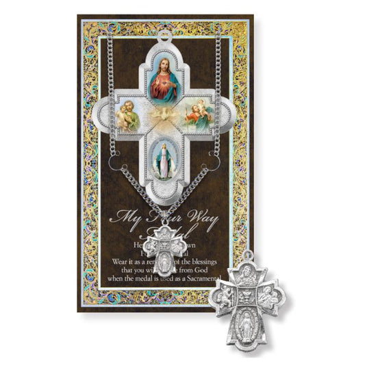 Hirten 4 Way Pewter Medal on 18" Chain w/ Bio and Picture Folder
