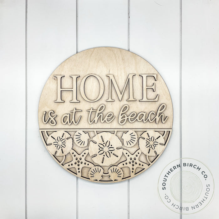 Home Is At The Beach 3D Round Blank