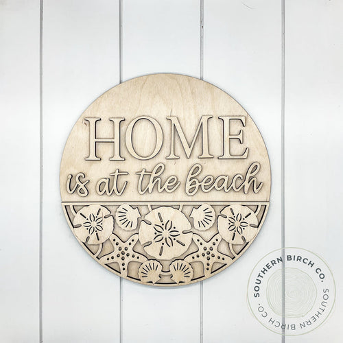 Home Is At The Beach 3D Round Blank