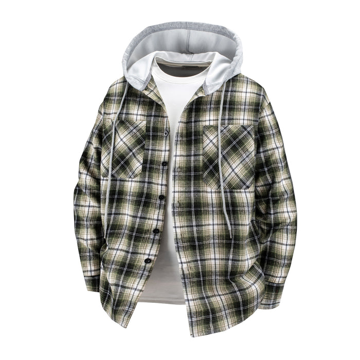 Hooded Men's And Women's Same Plaid Shirt Spring And Autumn