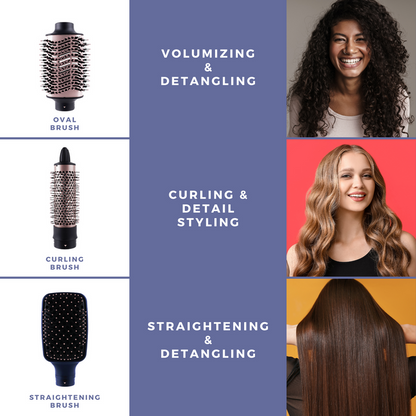 Hot & Hotter All-In-One Interchangeable Hair Dryer Brush Set, 1 Count, Blue