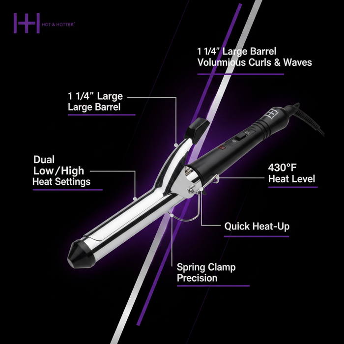 Hot & Hotter Electric Curling Iron 1 1/4 Inch, 1 Count, Silver