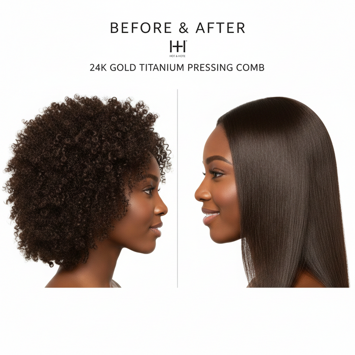 Hot & Hotter Electric Pressing Comb Medium Straight Teeth, 1 Count, Black