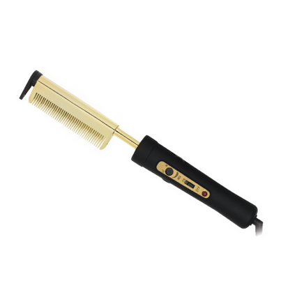Hot & Hotter Electric Pressing Comb Medium Straight Teeth, 1 Count, Black