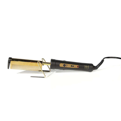 Hot & Hotter Electric Pressing Comb Medium Straight Teeth, 1 Count, Black