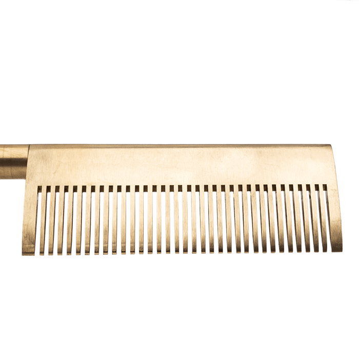 Hot & Hotter Electric Straightening Comb Medium Curved Teeth, 1 Count, Black & Gold