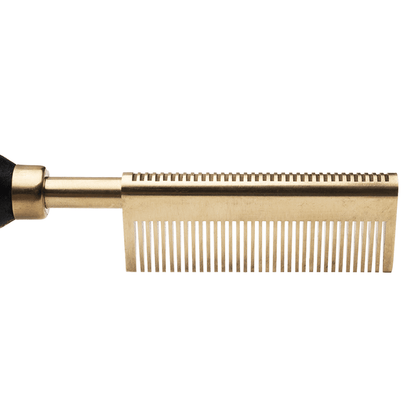 Hot & Hotter Electric Straightening Comb Medium Double Sided Teeth, 1 Count, Black & Gold