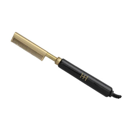 Hot & Hotter Electric Straightening Comb Medium Teeth Small, 1 Count, Black & Gold