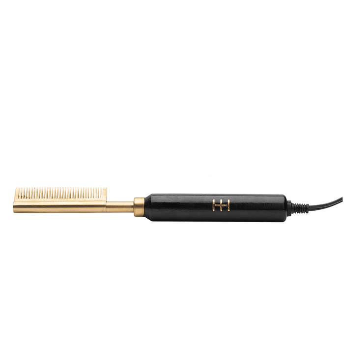 Hot & Hotter Electric Straightening Comb Medium Teeth Small, 1 Count, Black & Gold