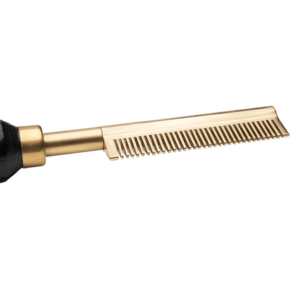 Hot & Hotter Electric Straightening Comb Medium Teeth Small, 1 Count, Black & Gold