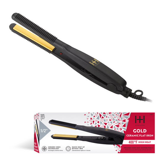 Hot & Hotter Gold Ceramic Electric Flat Iron 1/2in, 1 Count Hair Straightener, Black