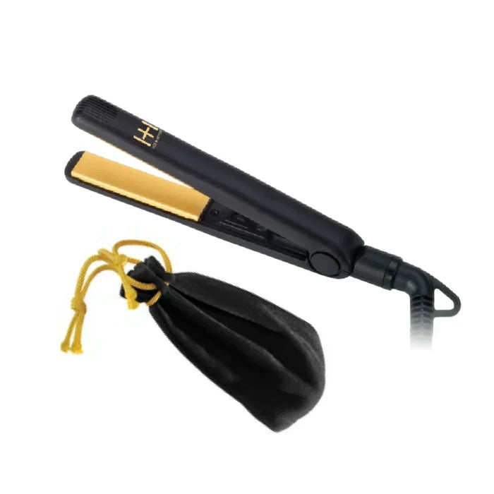 Hot & Hotter Gold Ceramic Flat Iron Mini 5/8 Inch, 1 Count, Black
