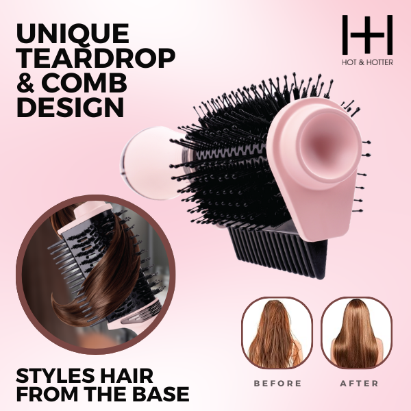 Hot & Hotter Multi-Functional Hair Dryer Brush with Comb, Pink