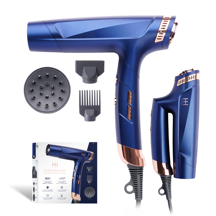 Hot & Hotter Powerflow Foldable Brushless Hair Dryer, 1 Count, Blue