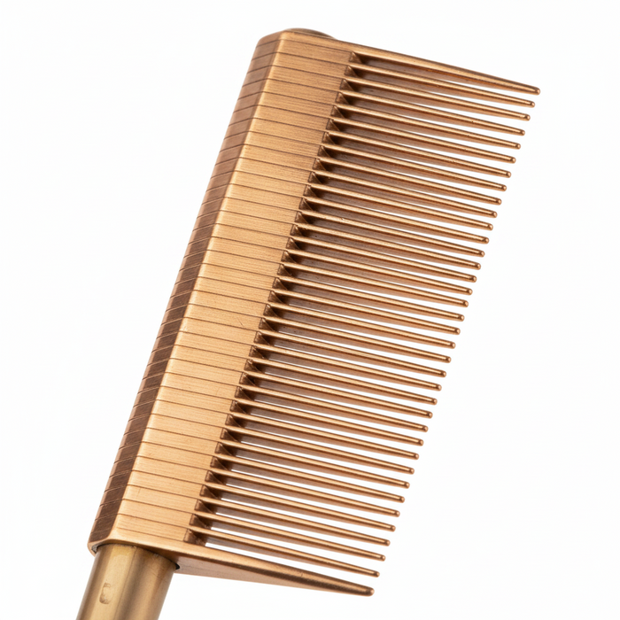Hot & Hotter Thermal Straightening Comb Fine Teeth Copper Plate, 1 Count, Black & Gold
