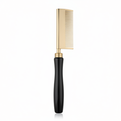 Hot & Hotter Thermal Straightening Comb Medium Teeth Curved, 1 Count, Black & Gold