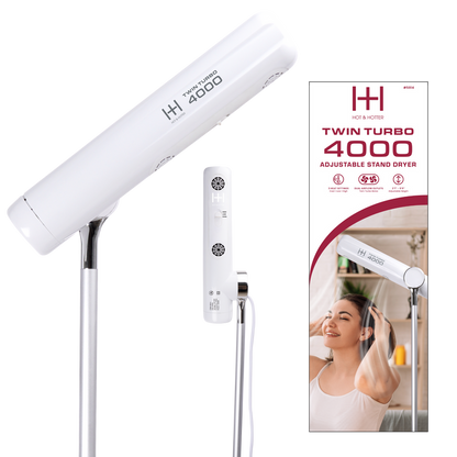 Hot & Hotter Twin Turbo 4000 Adjustable Handsfree Stand Dryer, 1 Count, White