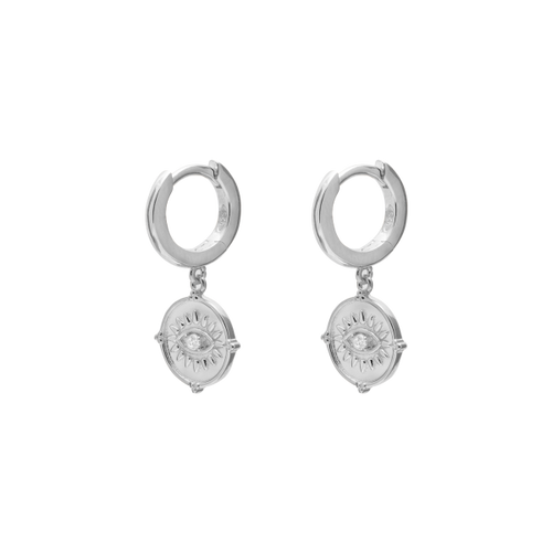Huggie Earring with CZ Eye - Sterling Silver