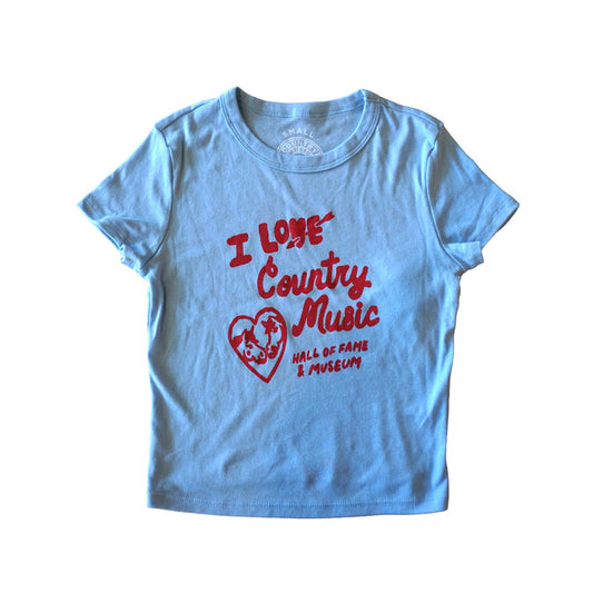 I Love Country Music Baby Blue Rib Baby Tee