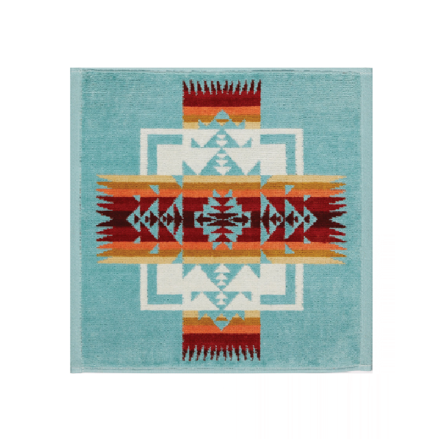 Iconic Jacquard Wash Cloth | Chief Joseph Aqua - Domestic Domestic