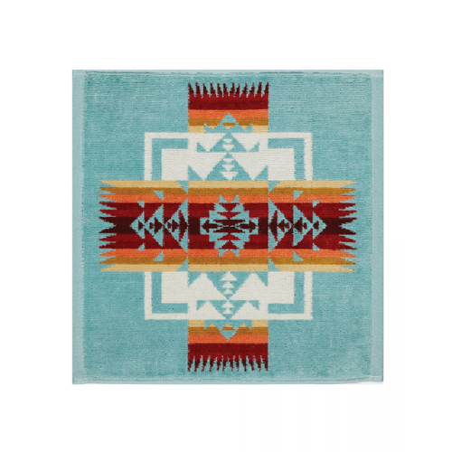Iconic Jacquard Wash Cloth | Chief Joseph Aqua - Domestic Domestic