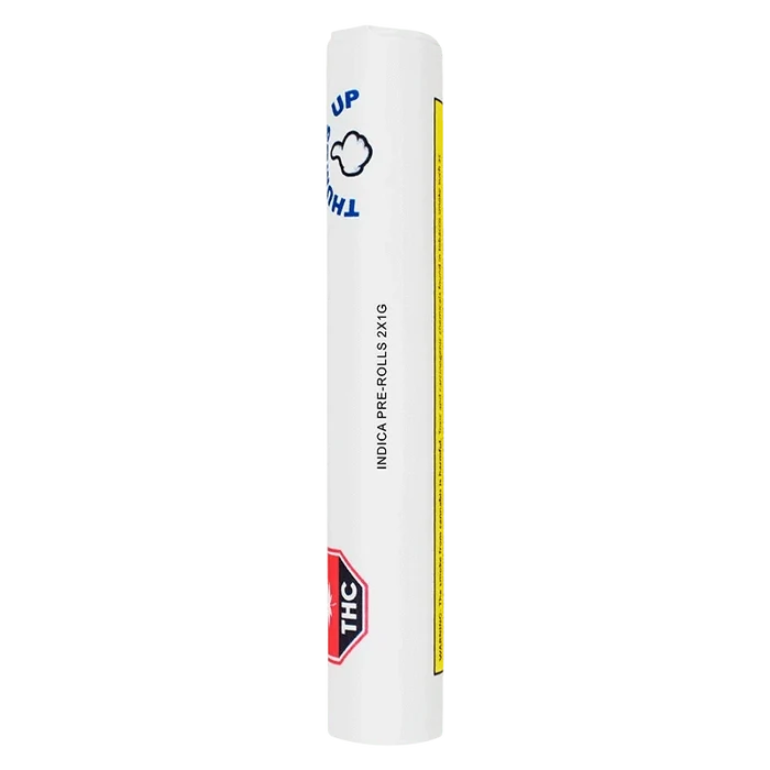 Tall vertical studio shot of the white tube packaging labeled Indica PR 1 x 2 g with small blue and red graphics against a plain background