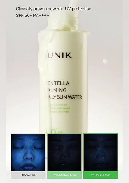 Iunik Centella Daily Sun Water has clinically proven SPF 50+ PA++++ UV protection