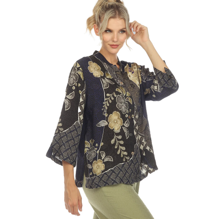 Japanese Art Inspired Floral Blouse -  1213JK