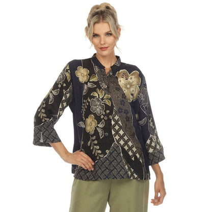 Japanese Art Inspired Floral Blouse -  1213JK