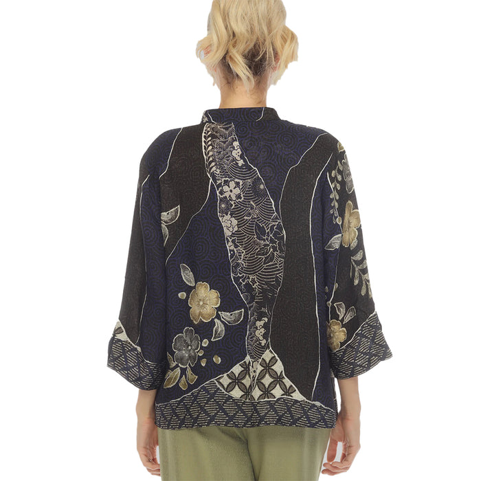 Japanese Art Inspired Floral Blouse -  1213JK