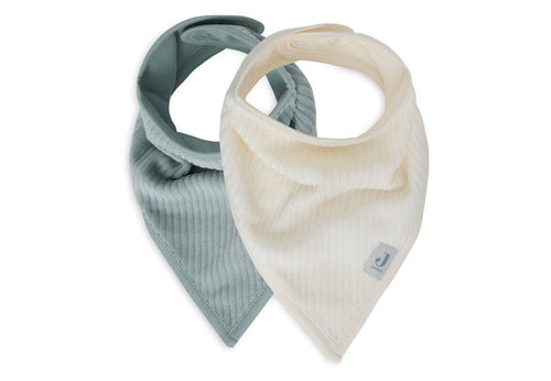 Jollein Bandana-Lätzchen Velvet Rib Sea Green und Ivory im 2er-Set